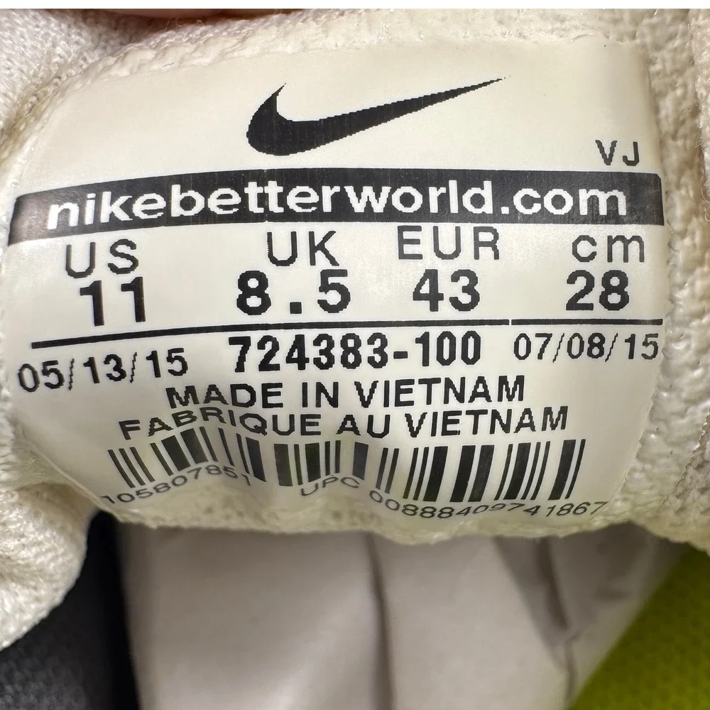 Nike Men Sneakers Free 5.0 Mesh Running Lightweight White‎ Black US 11